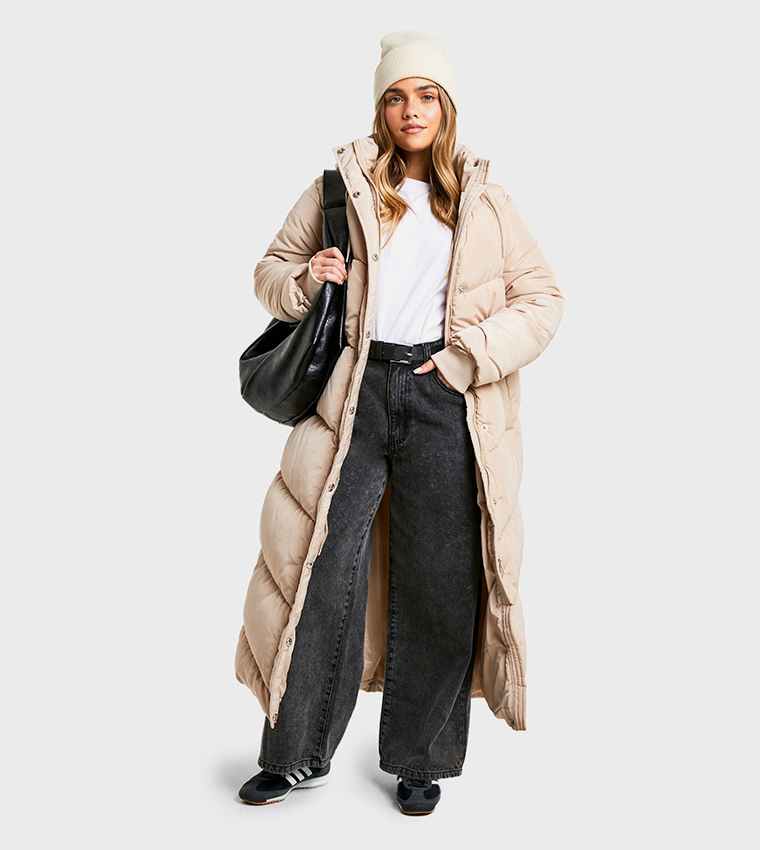 Petite Hooded Longline Puffer Jacket