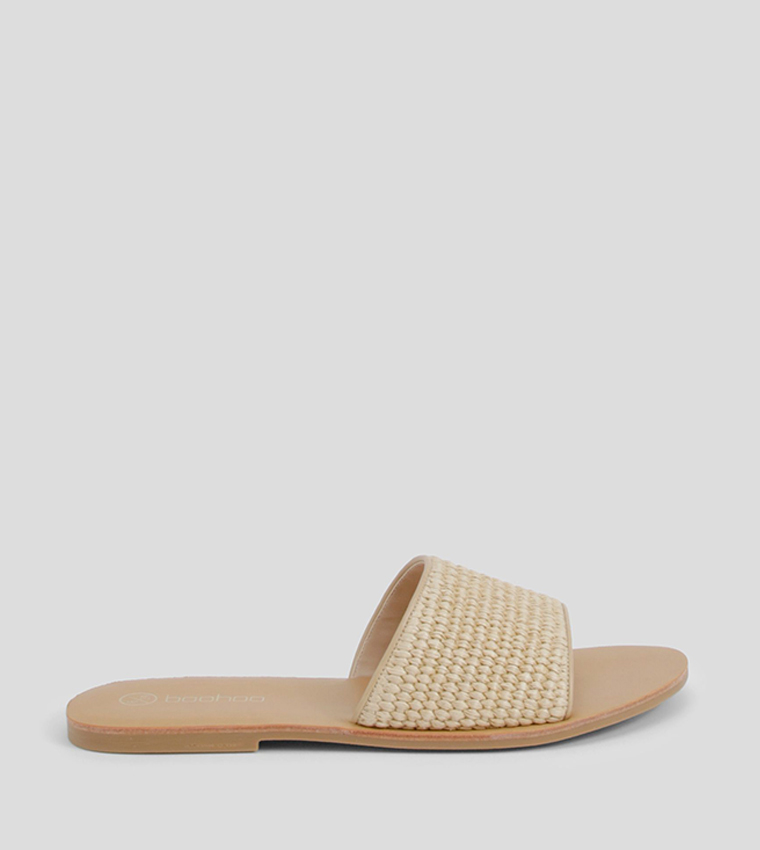 Wide Fit Raffia Flat Sandals