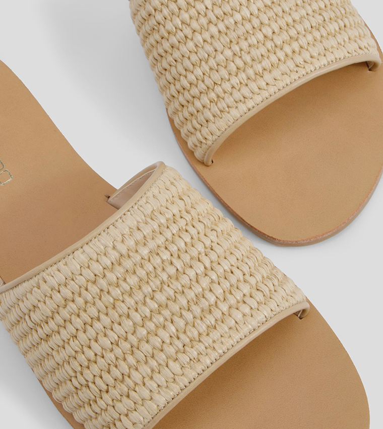 Wide Fit Raffia Flat Sandals