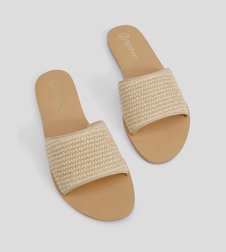 Wide Fit Raffia Flat Sandals