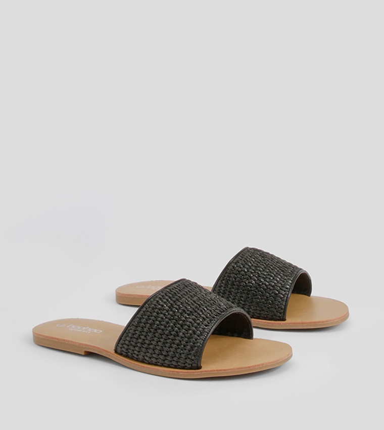 Wide Fit Raffia Flat Sandals