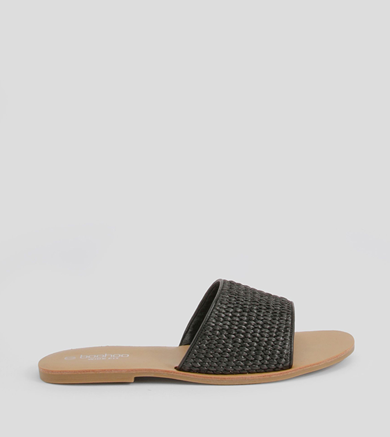 Wide Fit Raffia Flat Sandals