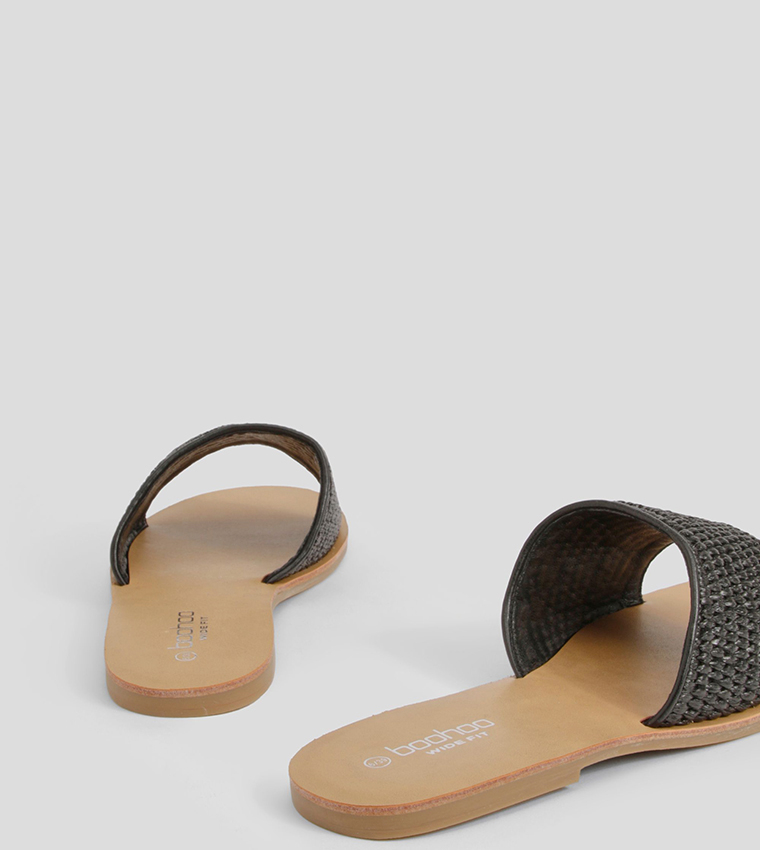 Wide Fit Raffia Flat Sandals