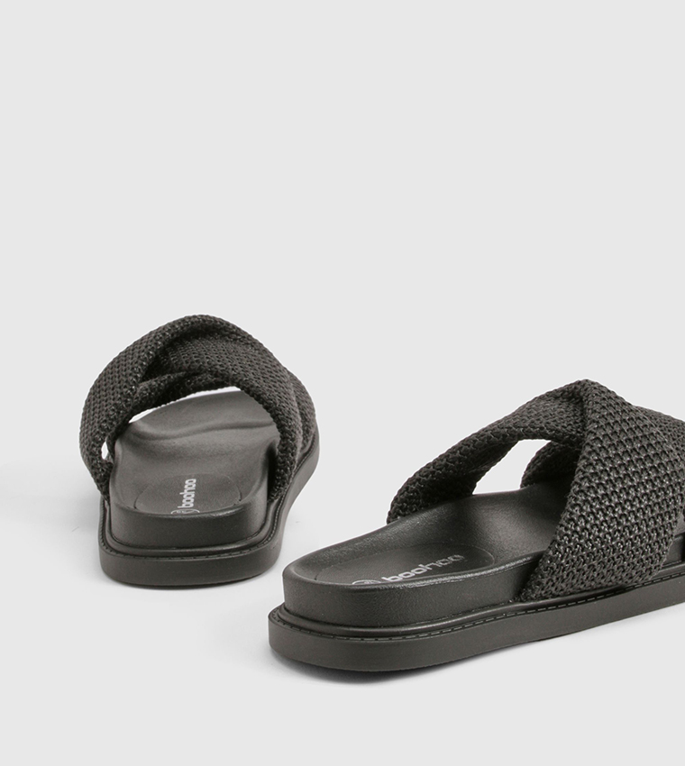 Wide Fit Double Strap Raffia Comfort Sandals