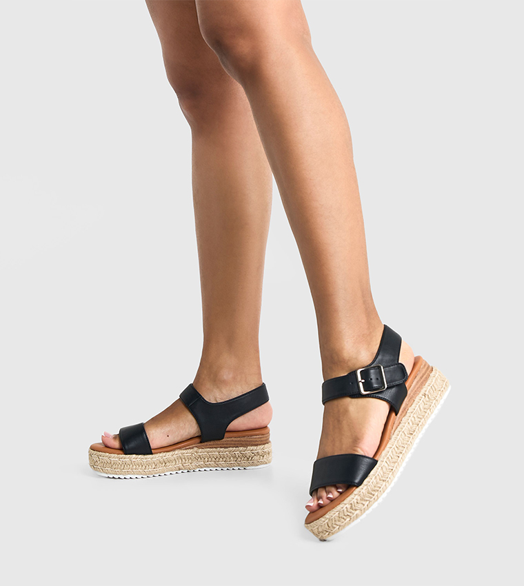 Buckle 2 Part Wedge Sandals