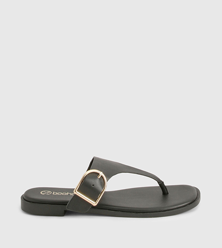 Buy Boohoo Buckle Detail Flat Sandals In Black 6thStreet Kuwait
