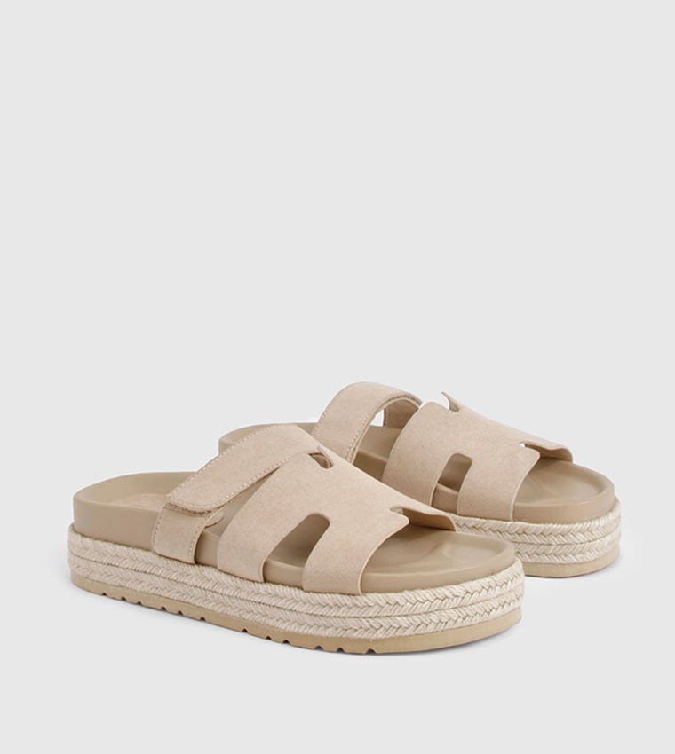 Faux Suede Flatform Sandals