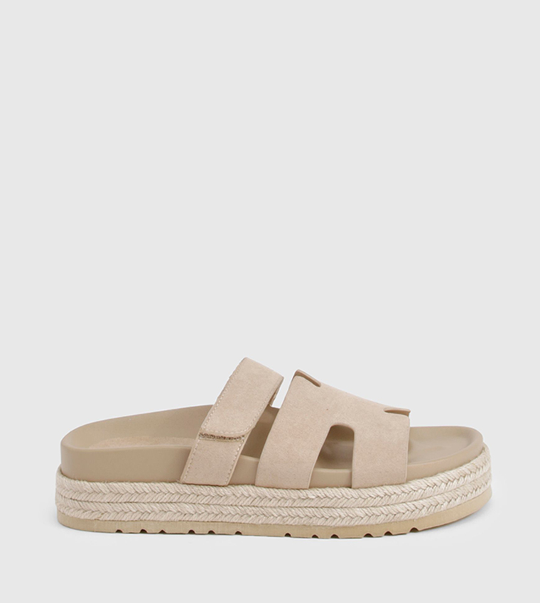 Faux Suede Flatform Sandals