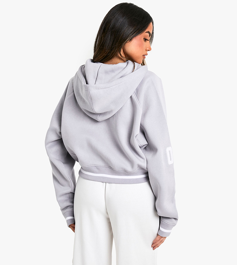 【DISCERNMENT】Crop Hoodie Casual Shirt Extreme Cropped Exposed Seam Graphic Hoodie | boohoo