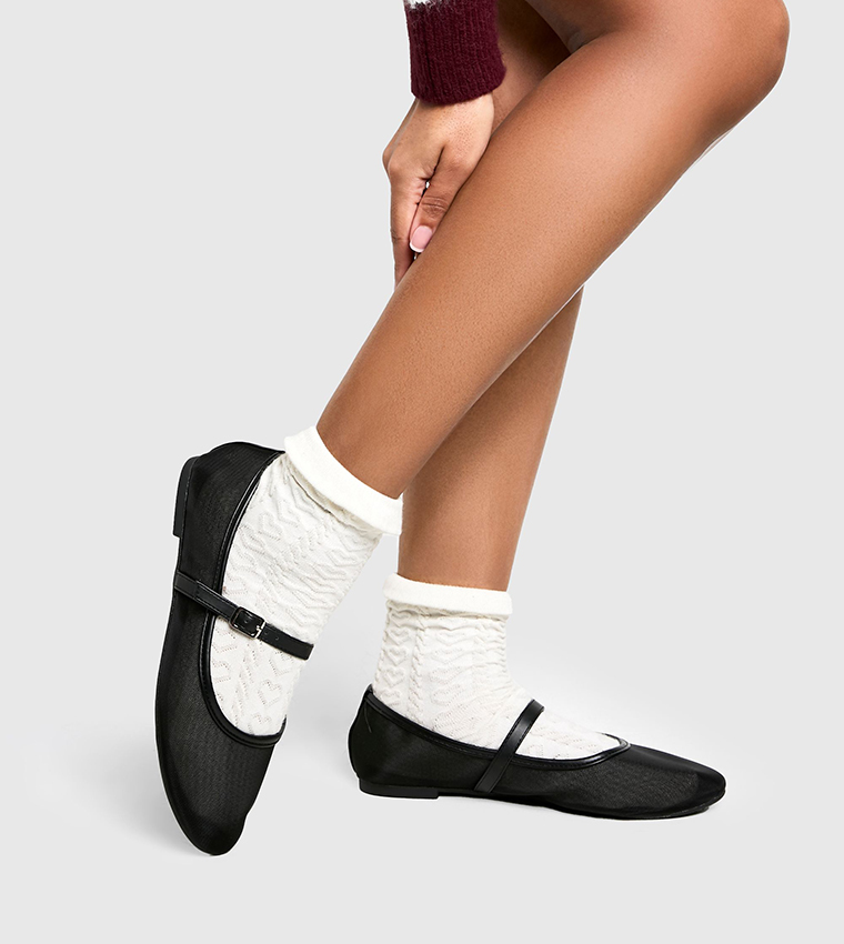 Mesh Strap Detail Mary Janes