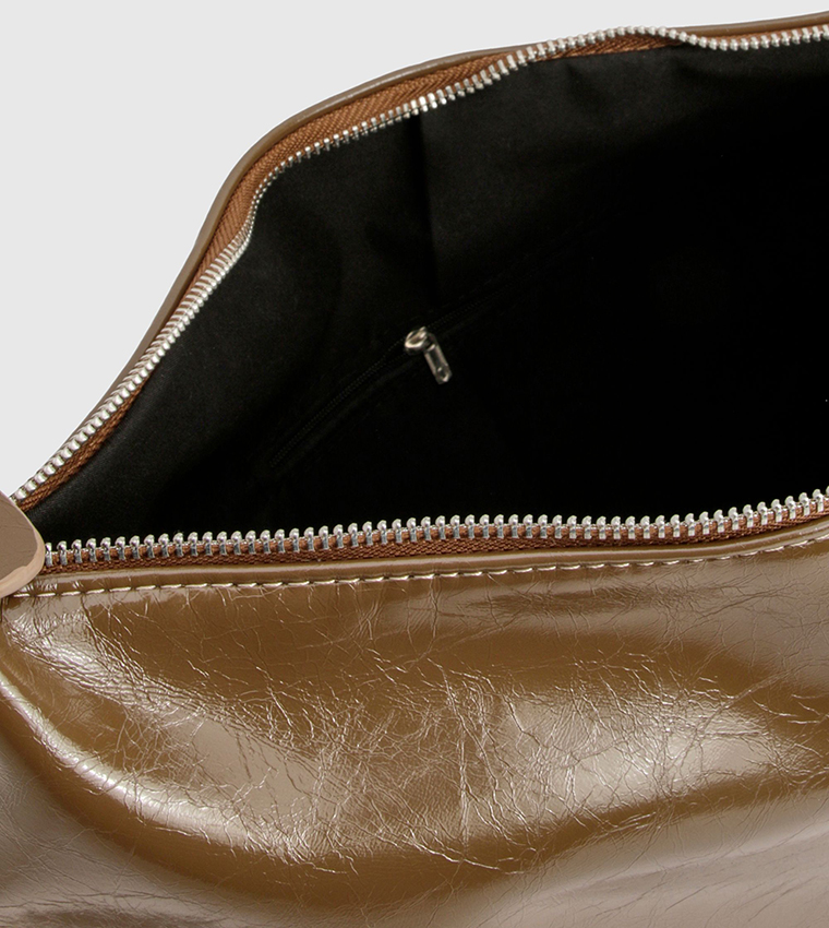 Shiny Leather Slouchy Tote Bag