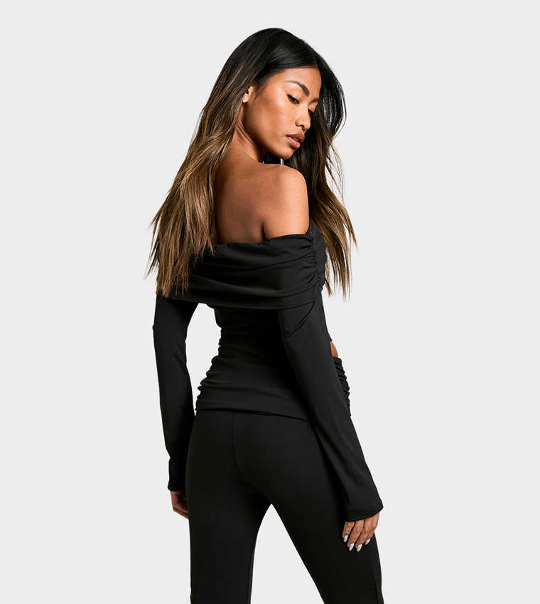 Sculpting Matte Slinky Bardot Crop Top
