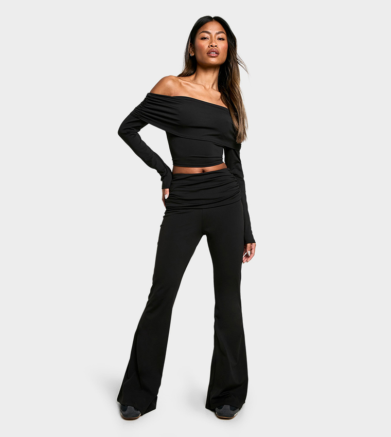 Sculpting Matte Slinky Bardot Crop Top