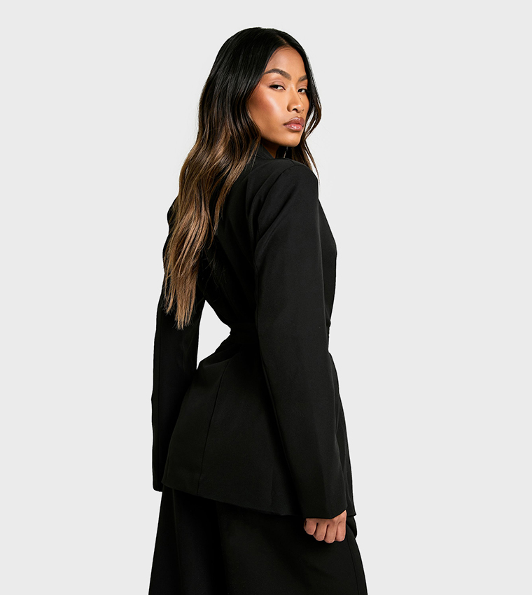 Tailored Belted Woven Blazer