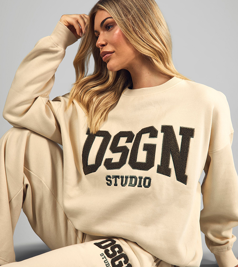 Dsgn Studio Toweling Applique Straight Fit Sweatpants