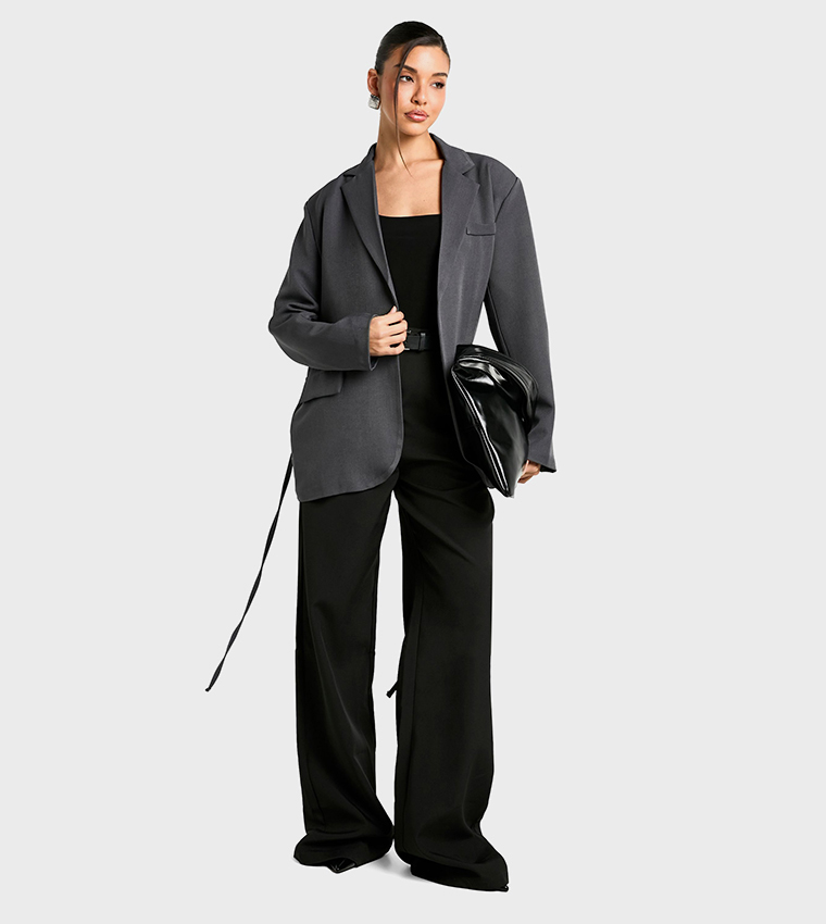 Shoulder Pad Belted Blazer