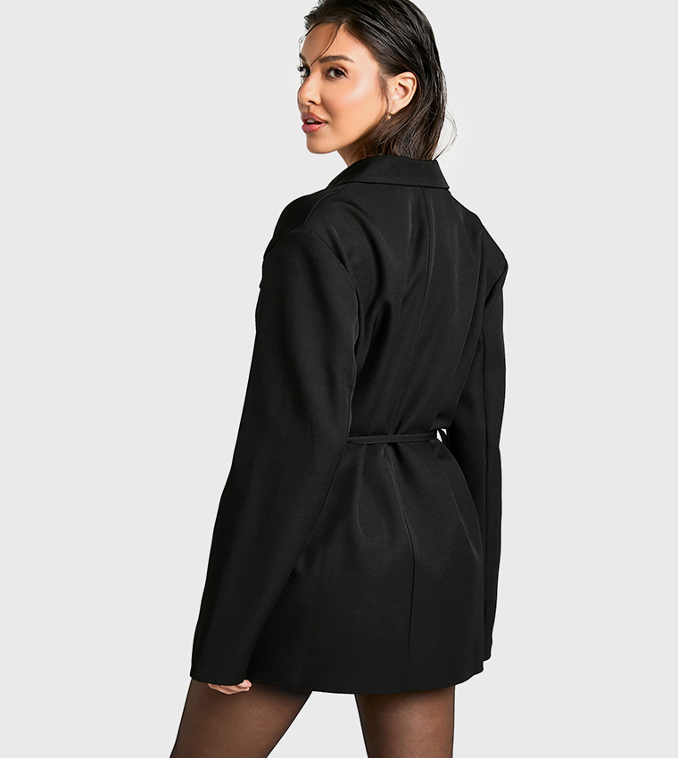 Shoulder Pad Belted Blazer