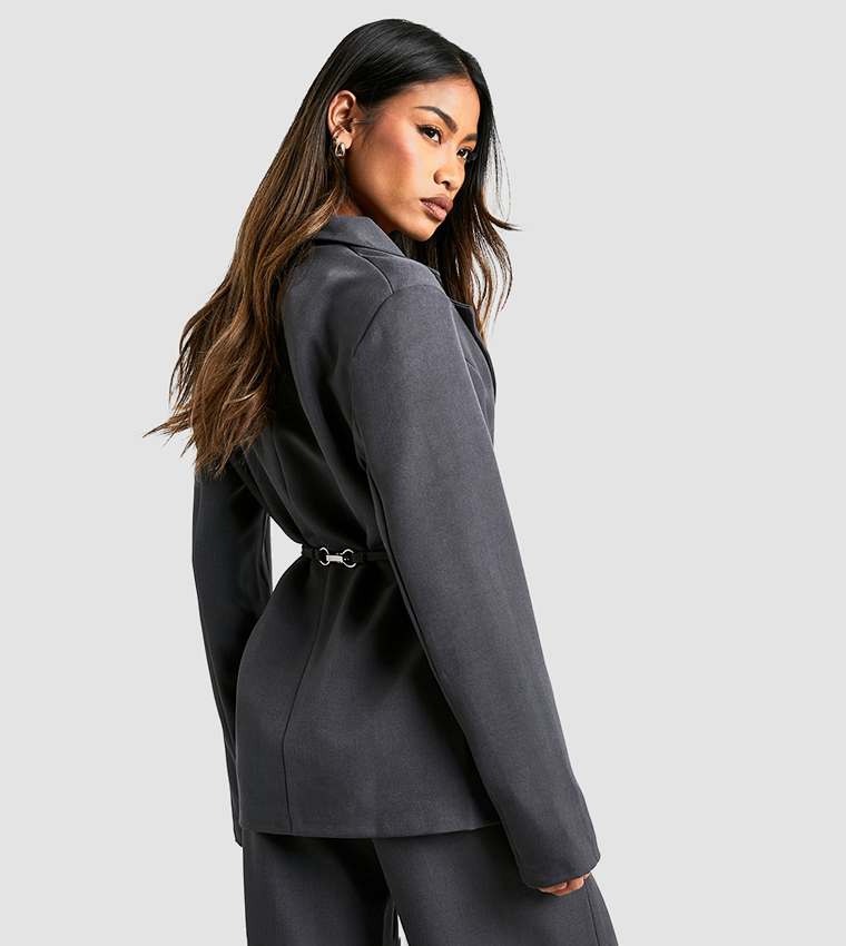 Marl Tailored Belt Detail Blazer