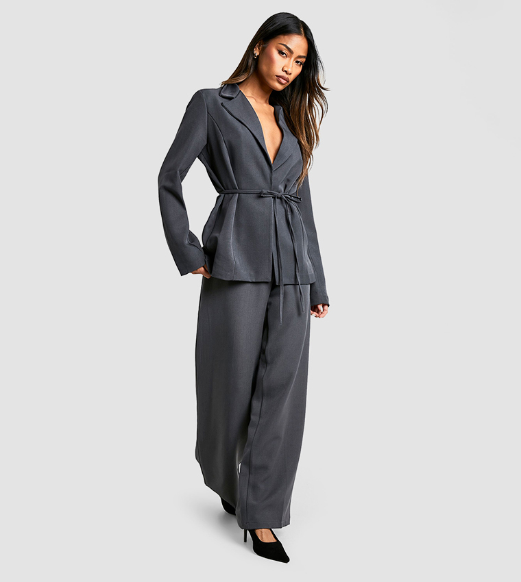 Marl Tailored Belt Detail Blazer
