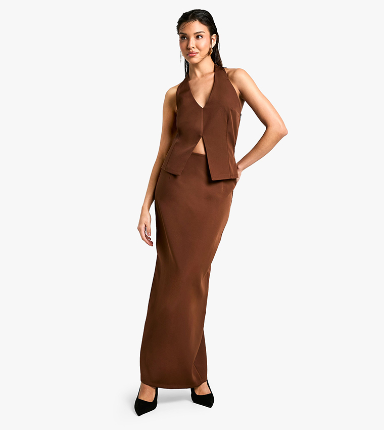 Woven Tailored Maxi Skirt