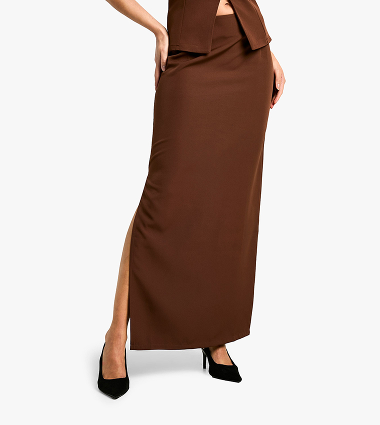 Woven Tailored Maxi Skirt