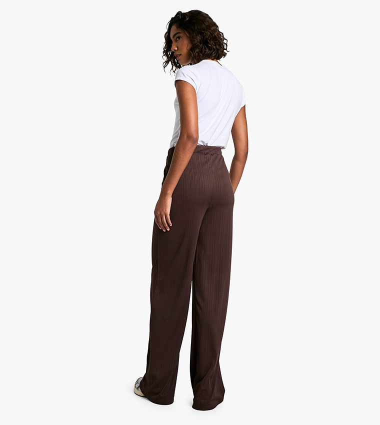 Tall Jersey Rib Wide Leg Rib Trousers