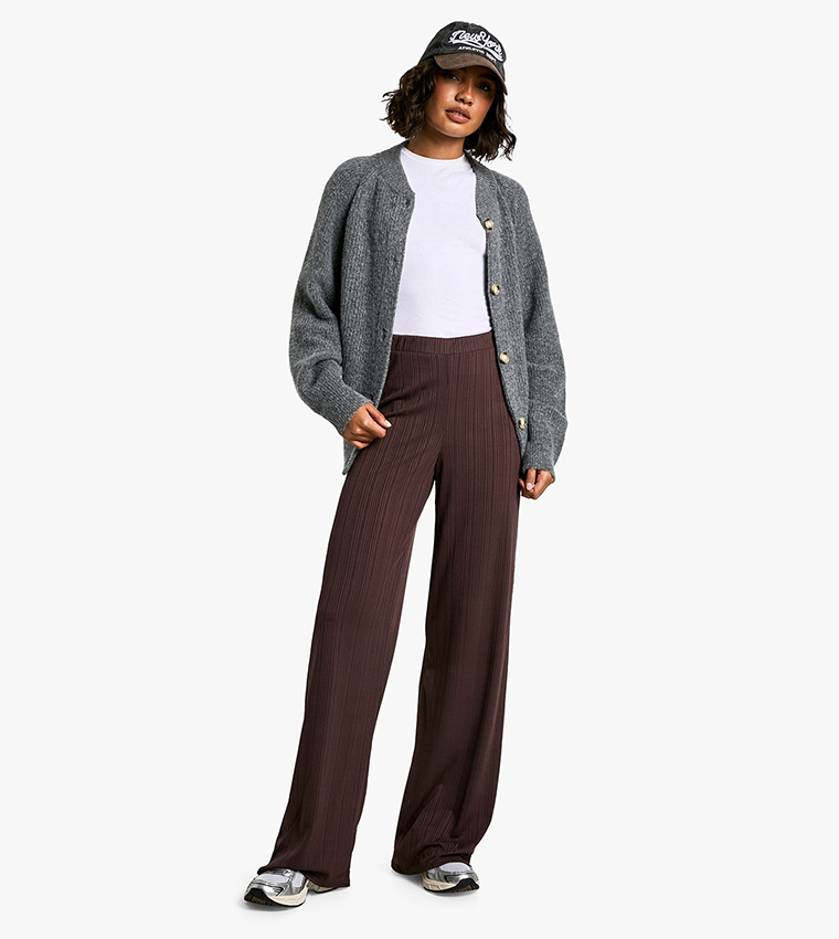 Tall Jersey Rib Wide Leg Rib Trousers