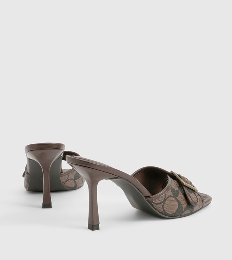 Patterned Square Toe Heel Sandals