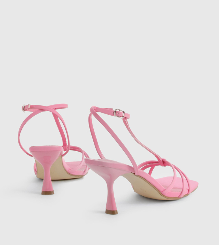 Wide Fit Knot Detail T Bar Heeled Sandals