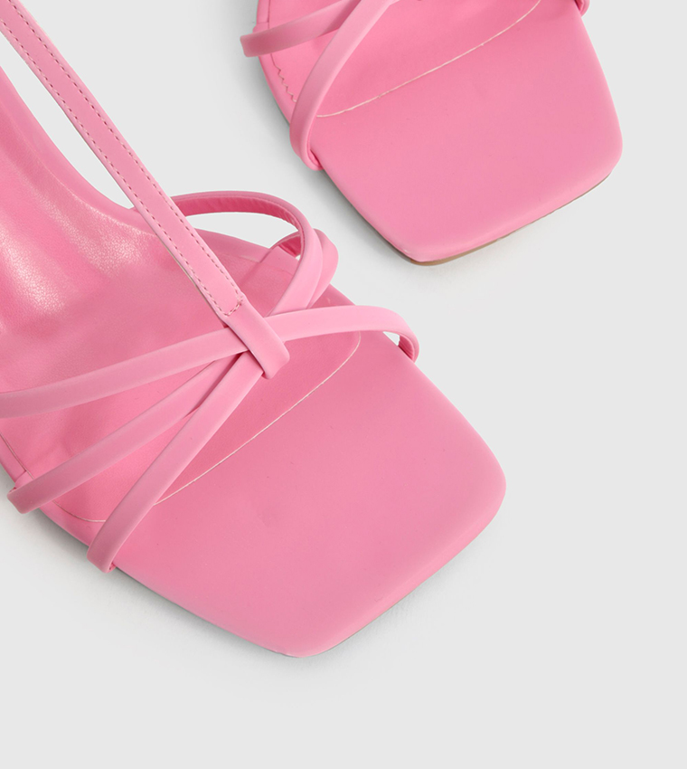 Wide Fit Knot Detail T Bar Heeled Sandals