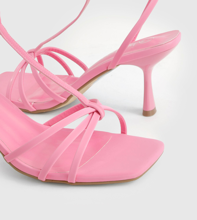 Wide Fit Knot Detail T Bar Heeled Sandals