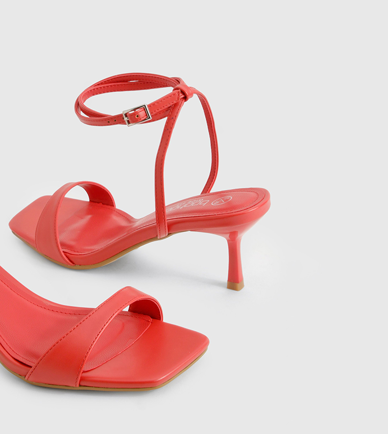 Wide Fit Two Part Low Strappy Heeled Sandals