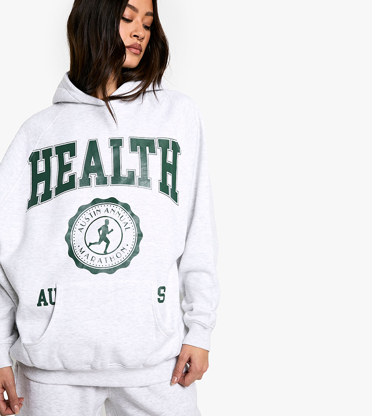 Tall Health Graphic Printed Oversized Hoodie