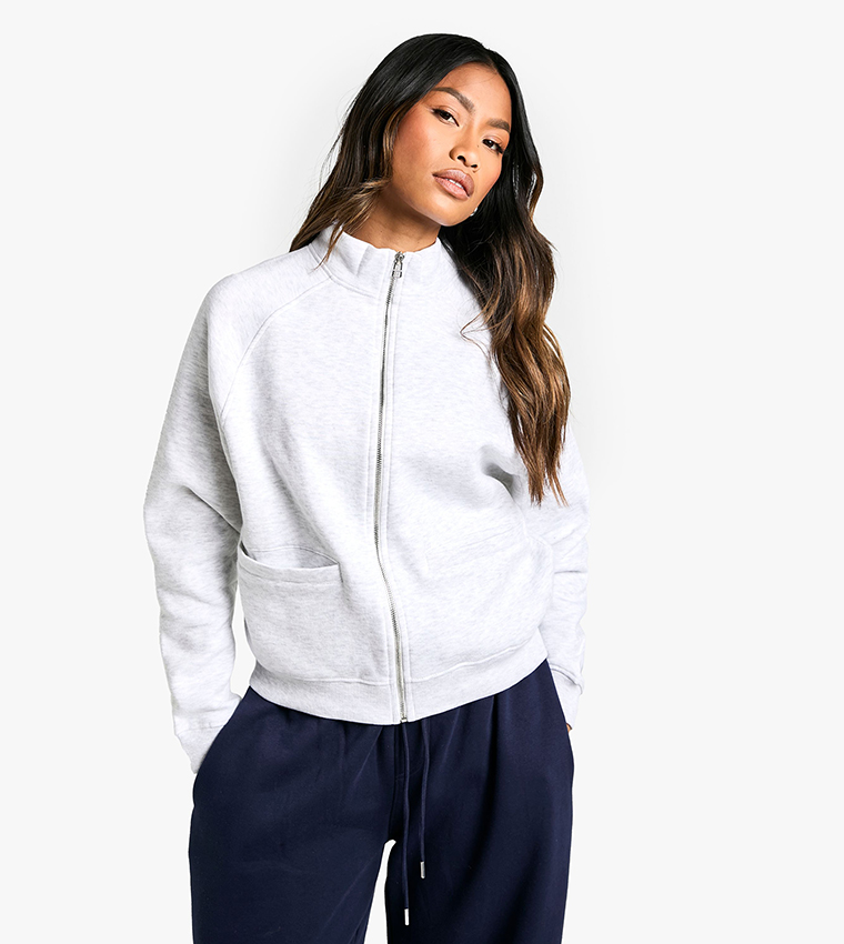Hidden Pocket Zip-Through High Neck Jacket