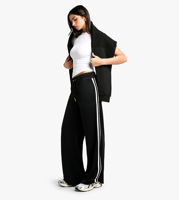 Double Striped Drawstring Waist Sweatpants
