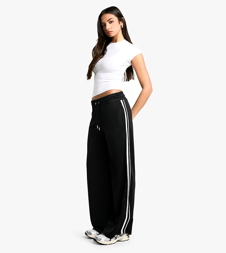 Double Striped Drawstring Waist Sweatpants