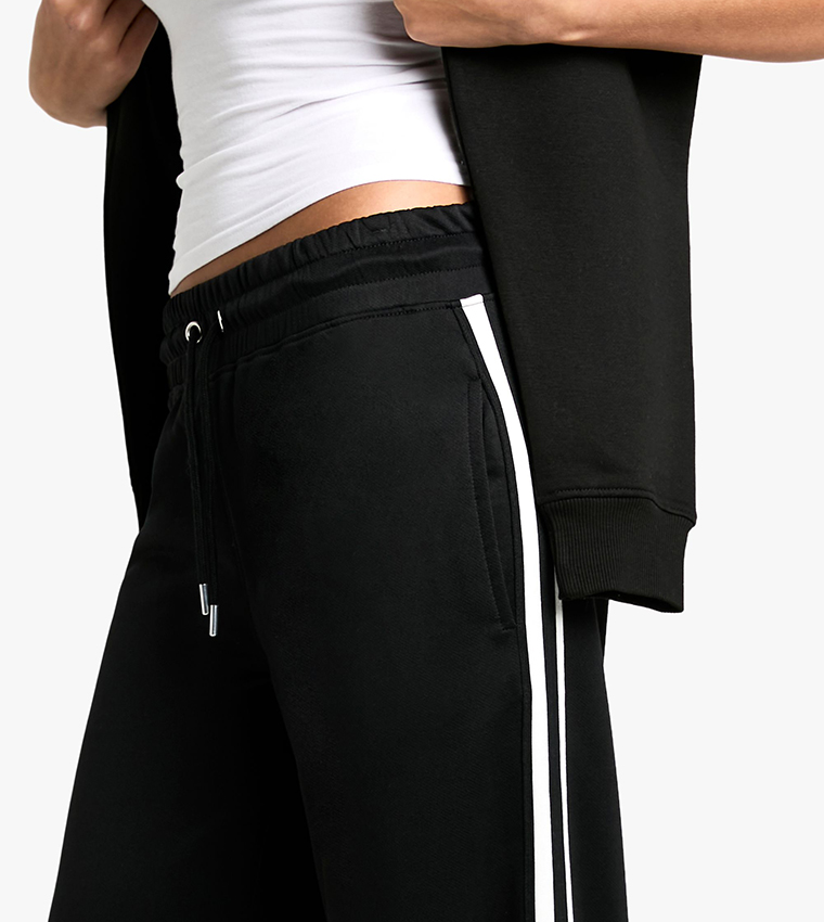 Double Striped Drawstring Waist Sweatpants