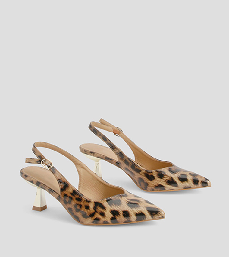 Buy Boohoo Leopard Slingback Kitten Heel Sandals In Multiple