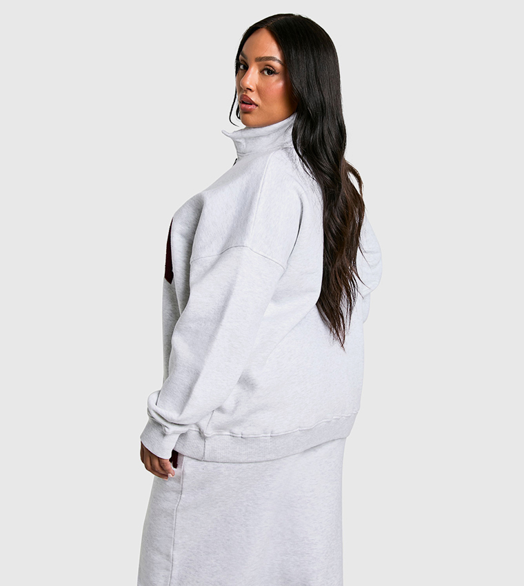 Curve Design Studio Applique Oversized Half Zip Sweatshirt