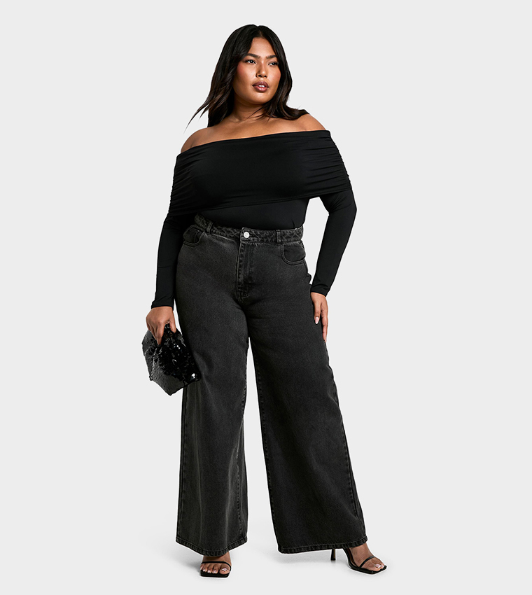 فستان ميدي بأكمام واسعة من البليسيه