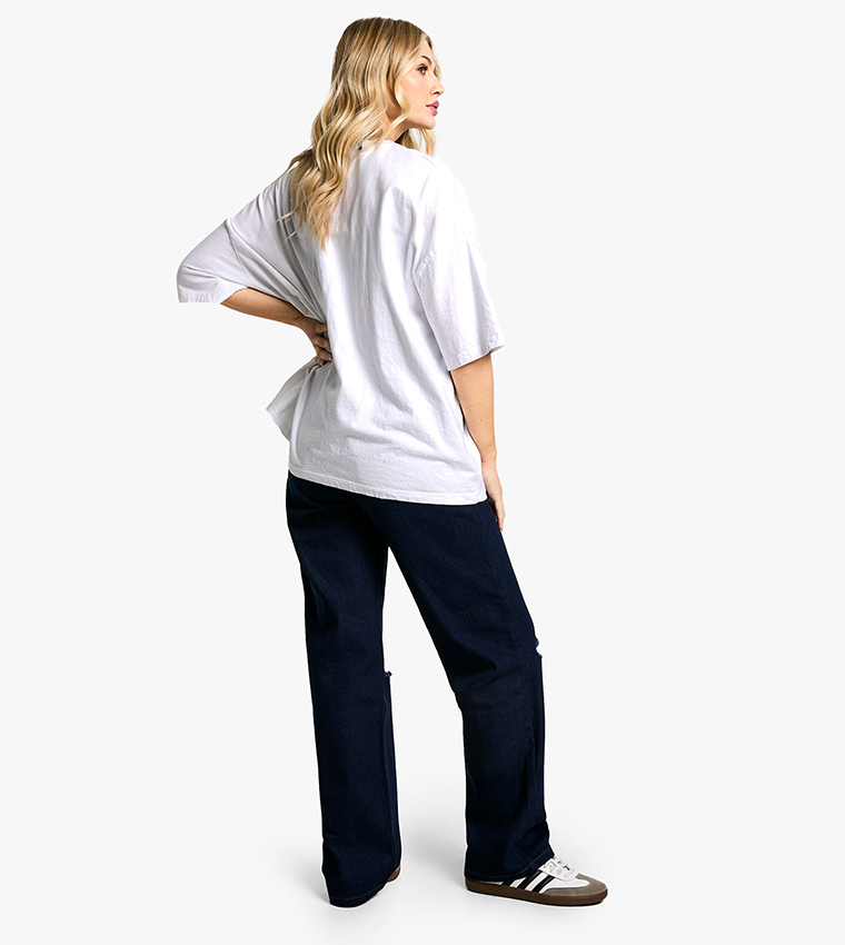 Maternity Over The Bump Ripped Knee Boyfriend Jeans