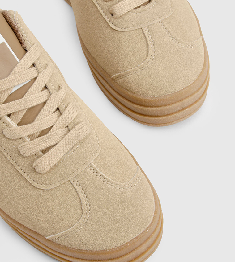 Faux Suede Striped Gum Sole Casual Shoes