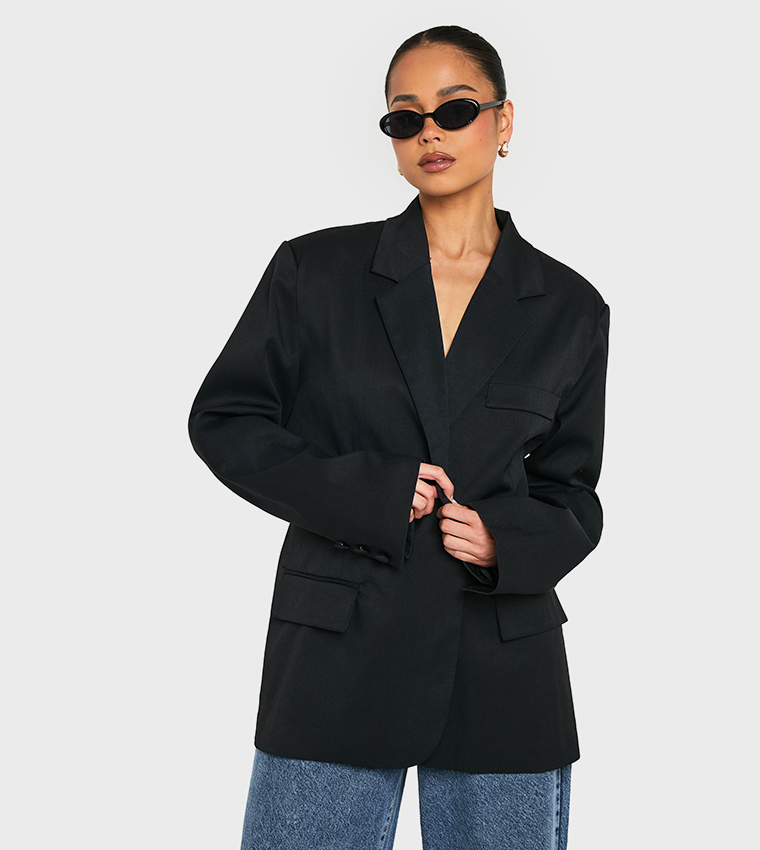 Tailored Cinched Waist Wrap Blazer