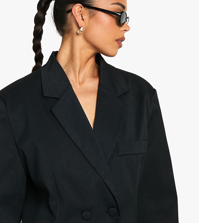 Tailored Cinched Waist Wrap Blazer