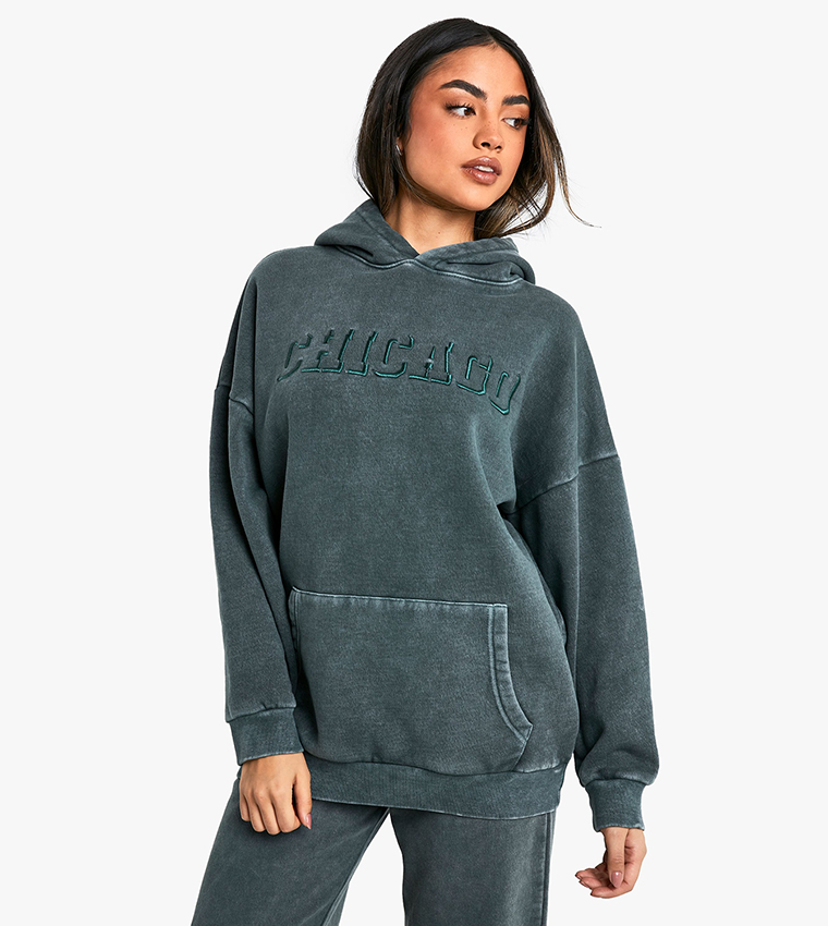 Vogacloset Embroidered Oversized Sweatshirt Plt Hoodie