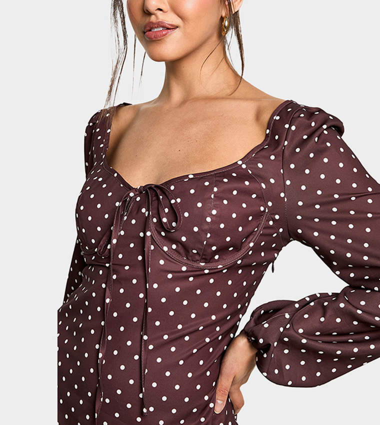 Polka Dots Milkmaid Mini Dress