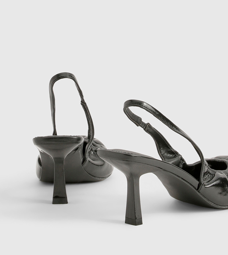Wide Fit Low Stiletto Ruched Slingback Pumps