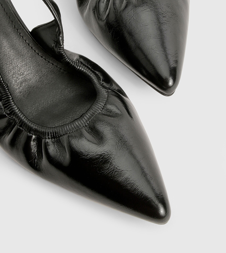 Wide Fit Low Stiletto Ruched Slingback Pumps