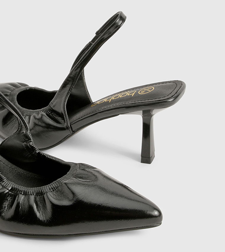 Wide Fit Low Stiletto Ruched Slingback Pumps