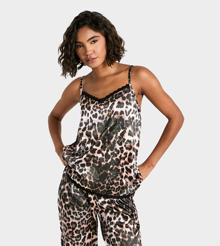 leopard satin cami